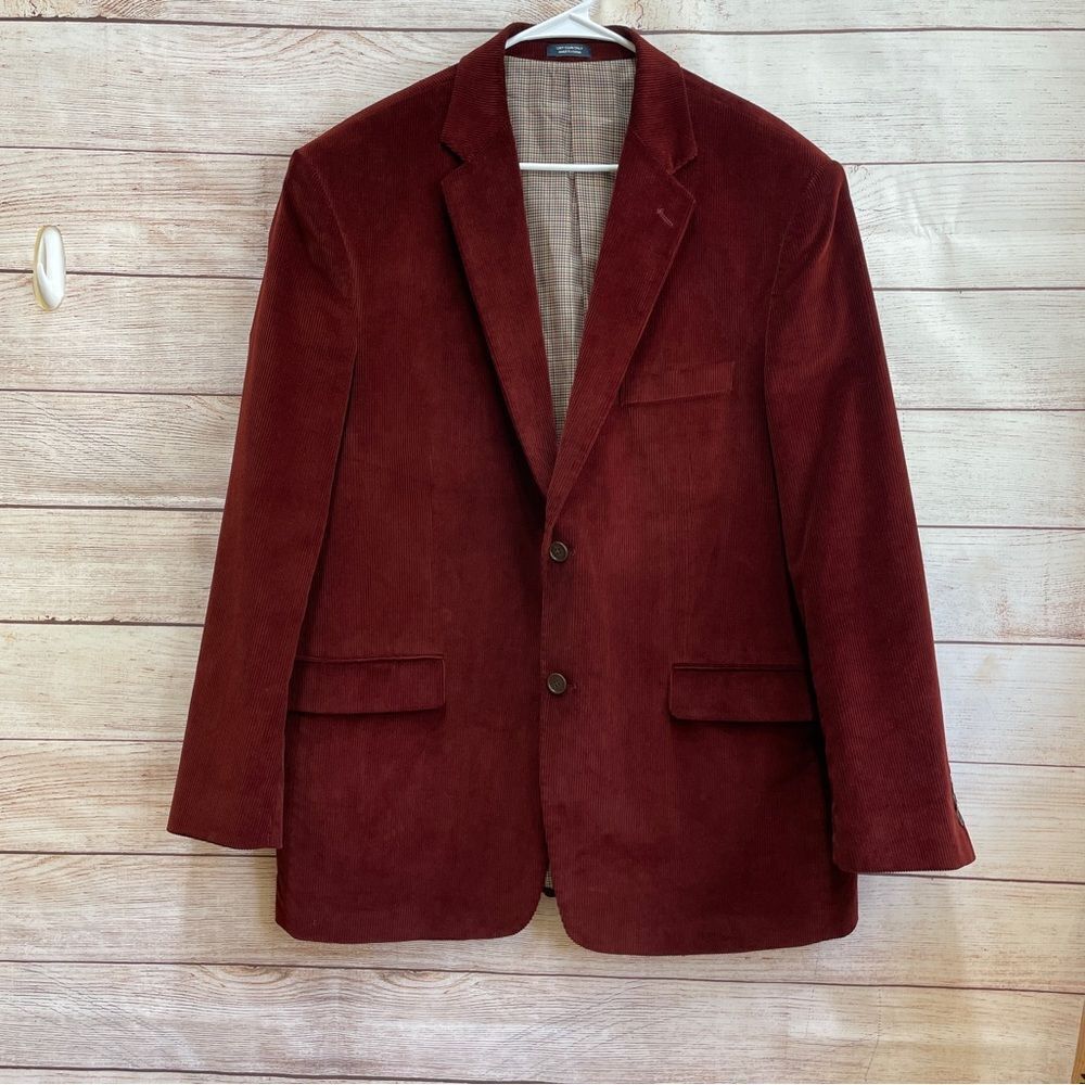 SADDLEBRED CORDUROY BLAZER IN WINE - Picture 1 of 7